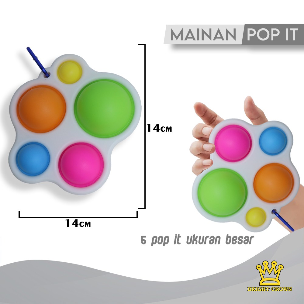 Bright Crown Mainan Fidget Push Pop It Bubble Stress Relief Kids Pop It Mainan Kekinian-5 fidget pop 