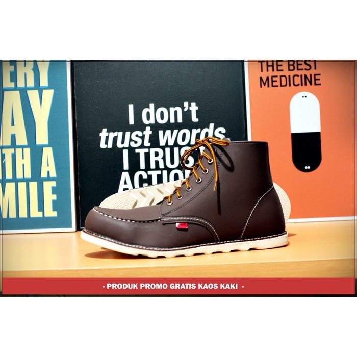 Sepatu Kickers Boots Grade ori casual pria model rajut coklat