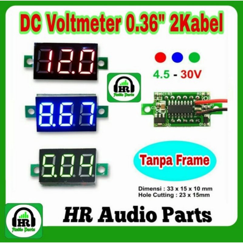 Voltmeter Digital Mini 0.36&quot; Tanpa Frame Volt Meter DC 4.8V-30V 2 Kabel 3 Digit 2 jalur