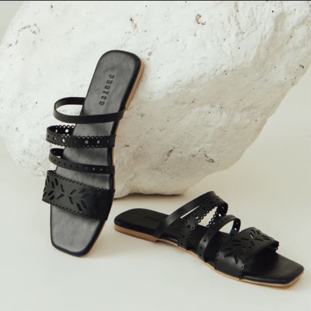 Protea footwear x patricia stephanie rye sandal black size 38