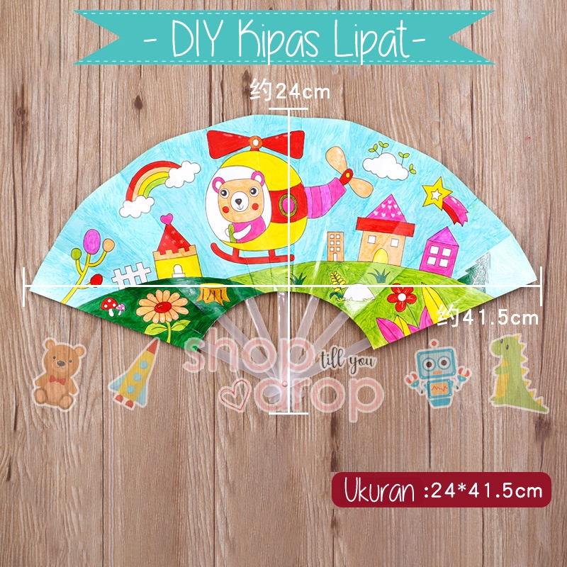 Mainan DIY Mewarnai Kipas Lipat - Mainan edukasi DIY Coloring Fan Kipas Tangan Lipat