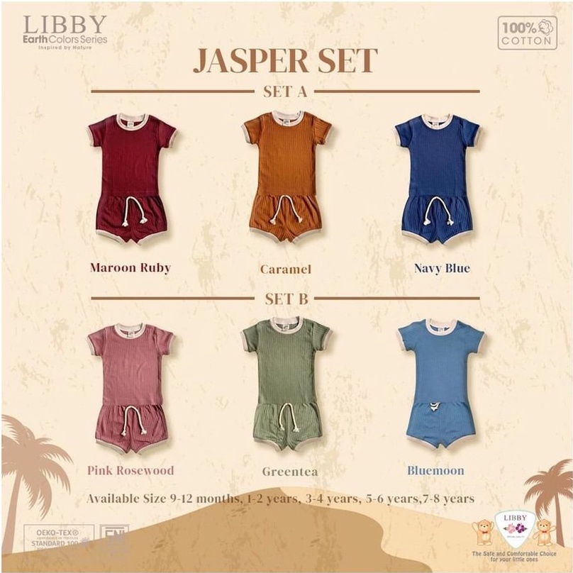 LIBBY Earth Jasper Set Pendek (1 Stel) / Baju Setelan Anak Bayi Libby Earth Setelan Pendek Jasper Se