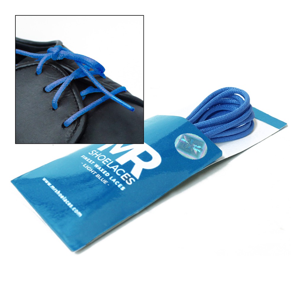 MR Shoelaces RD42 Light Blue (Biru Muda) Tali Sepatu Lilin 2-3mm Bulat Round 50cm 100cm 120cm 150cm