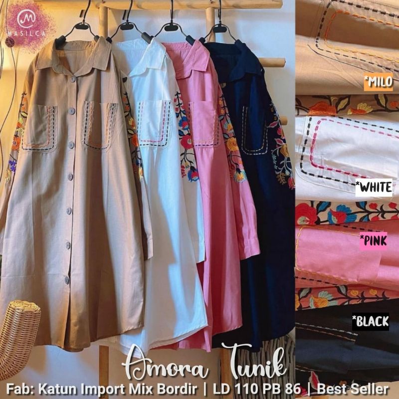 AMORA TUNIK | Long Tunik | Tunik Wanita | Katun kombi Bordir