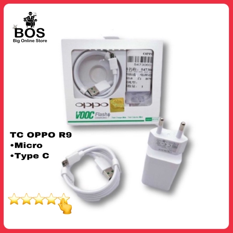 BOS - CHARGER OPPO R9 SUPPORT FAST CHARGING + KABEL MICRO USB/TYPE-C | TC CAS CASAN VOOC AK779 AK-779