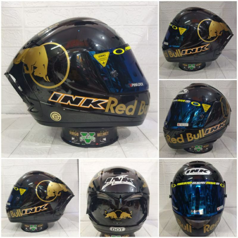 Ink helm cl max solid black glossy paket ganteng visor iridium+spoiler ganteng termurah