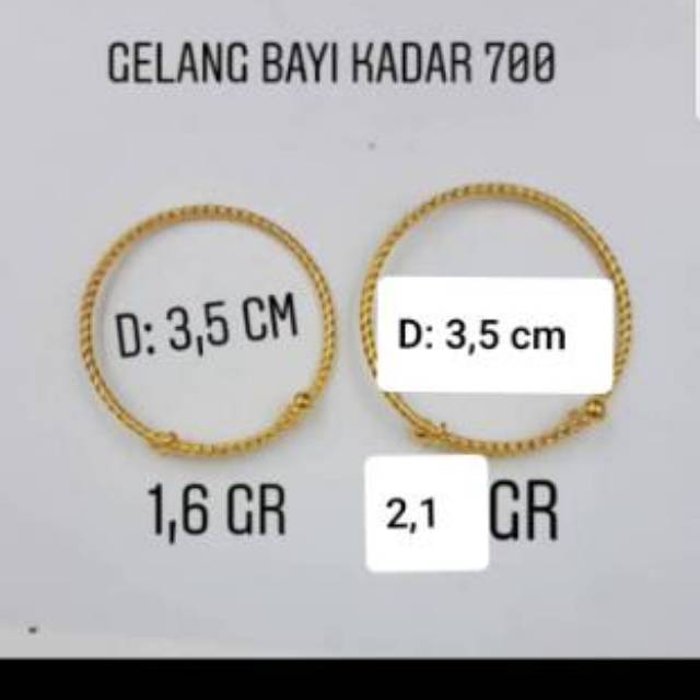 Gelang emas asli Kadar 16K / 700 model gelang bayi ulir simple #10918