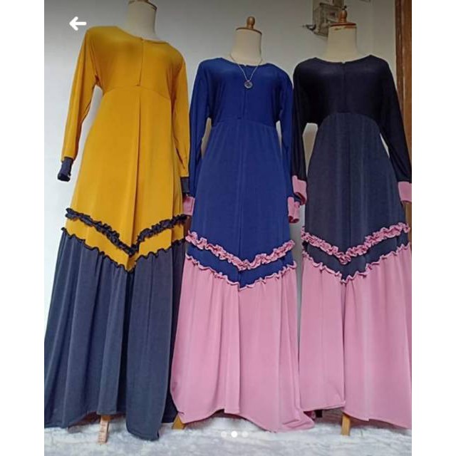 Gamis jersey rempel bawah bahan tebal BUSUI