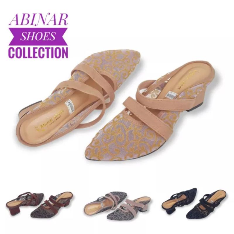 Sandal High Heels Pesta Brukat Apollo 5cm Sandal Brukat  Flat Wanita Hak Tahu Sandal Wedges Pesta Wa