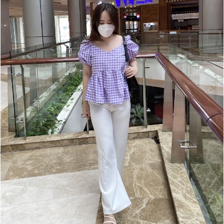 Ara Top - Blouse Lengan Balon / Blouse Katun / Blouse kotak / Atasan Katun / Atasan Wanita Blouse/ba