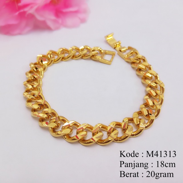  BAYAR DITEMPAT M41313 Gelang  Tangan Rantai Lapis Emas  