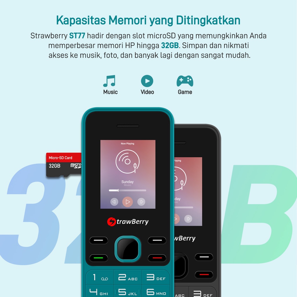 Strawberry ST77 REBORN HP GSM dual sim Handphone Jadul (Garansi Resmi)-4