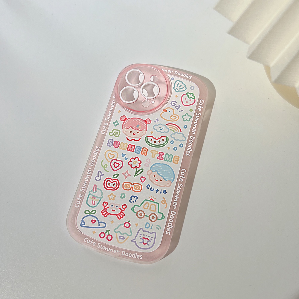 Soft Case TPU Motif Print Kartun Untuk iPhone 11 12 13 Pro Max Mini 7 8 Plus SE 2020 SE 2022 X XR XS Max