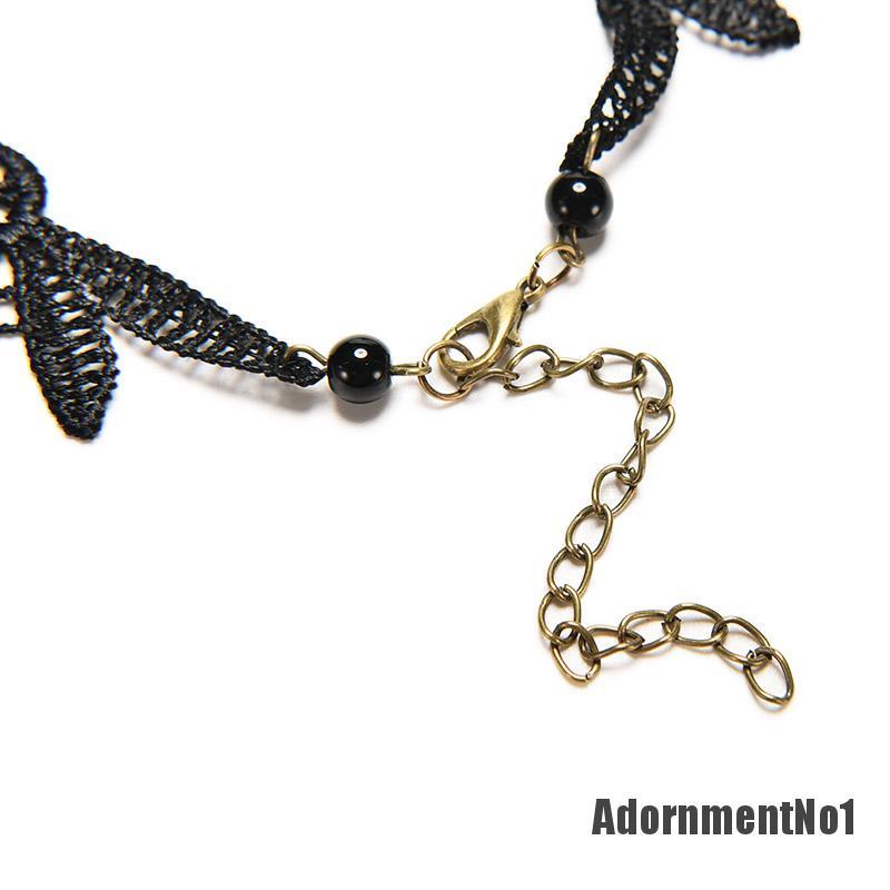 (Adornmentno1) Kalung Choker Lace Hitam Gaya Gothic / Victoria / Steampunk Untuk Wanita