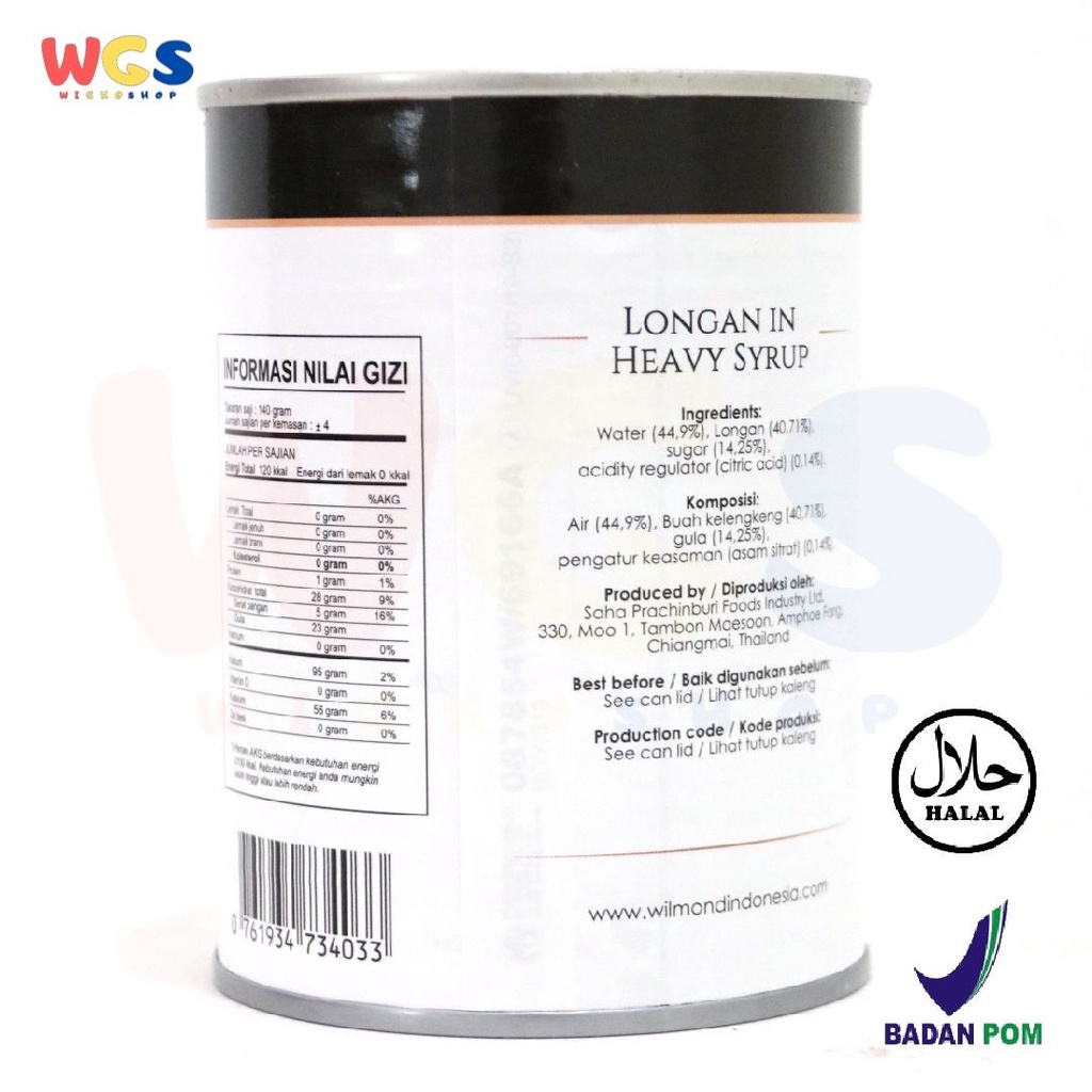 Wilmond Longan in Heavy Syrup 565 gr - Buah Longan Syrup Kental