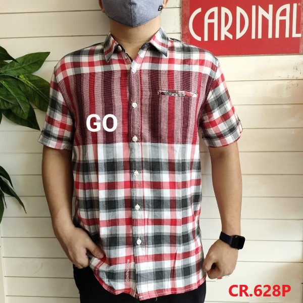 gof CRS CARDINAL KEMEJA REGULAR Hem Pria Pendek Baju Cowok Pakaian Pria