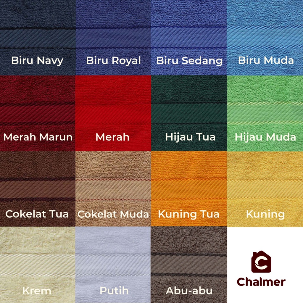 Saputangan Handuk CHALMER Sapu Tangan uk 30x30 cm Warna Putih Coklat Biru Hijau Merah Maroon Handuk Muka Hotel Face Towel Hand Towel