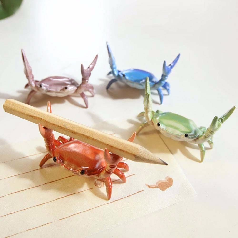 QUINTON Japanese Weightlifting Crabs Penholder Home Decoration Pencil Holder Crab Pen Holder Cute Bracket Creative Pen Holder Cartoon Toys Ornaments Stationery Storage Rack/Multicolor