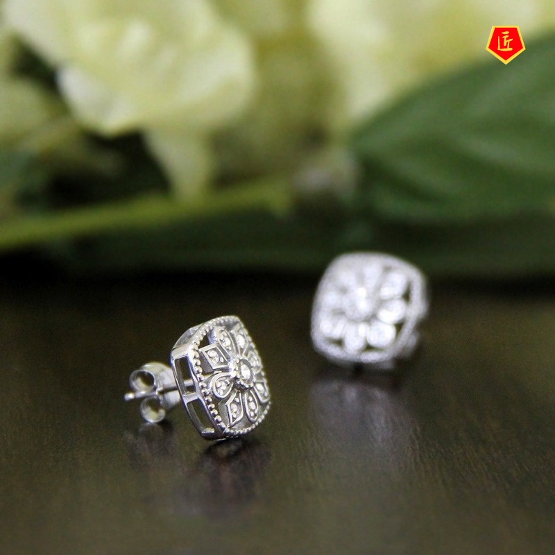 [Ready Stock]New Personalized Women's Micro-Inlaid Flower Stud Earrings