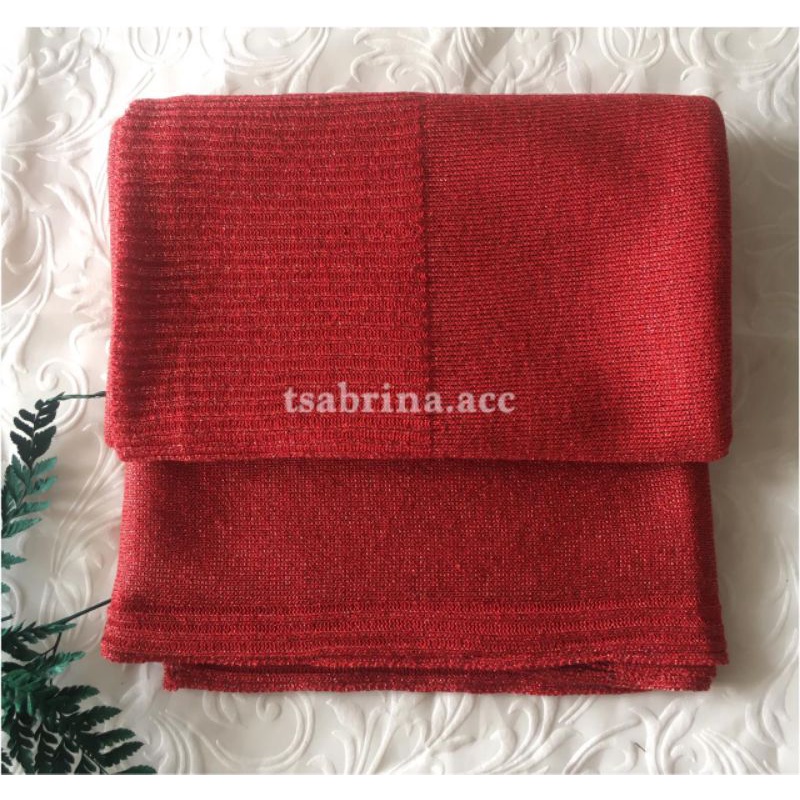 pasmina gliter rajut premium | kerudung pashmina pengantin-merah