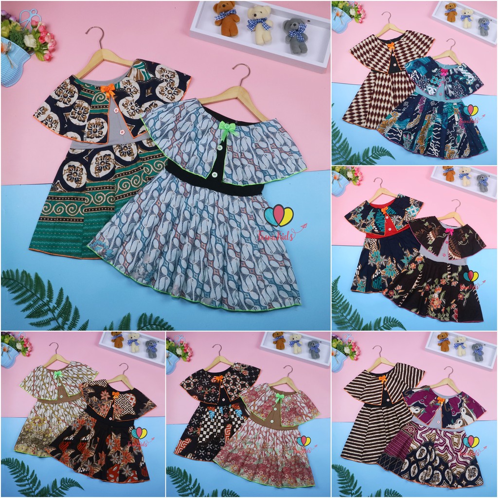 Dress Irene size 1-4 Tahun / Dres Batik Cape Baju Kensi Anak Perempuan Murah Cewek Katun Adem