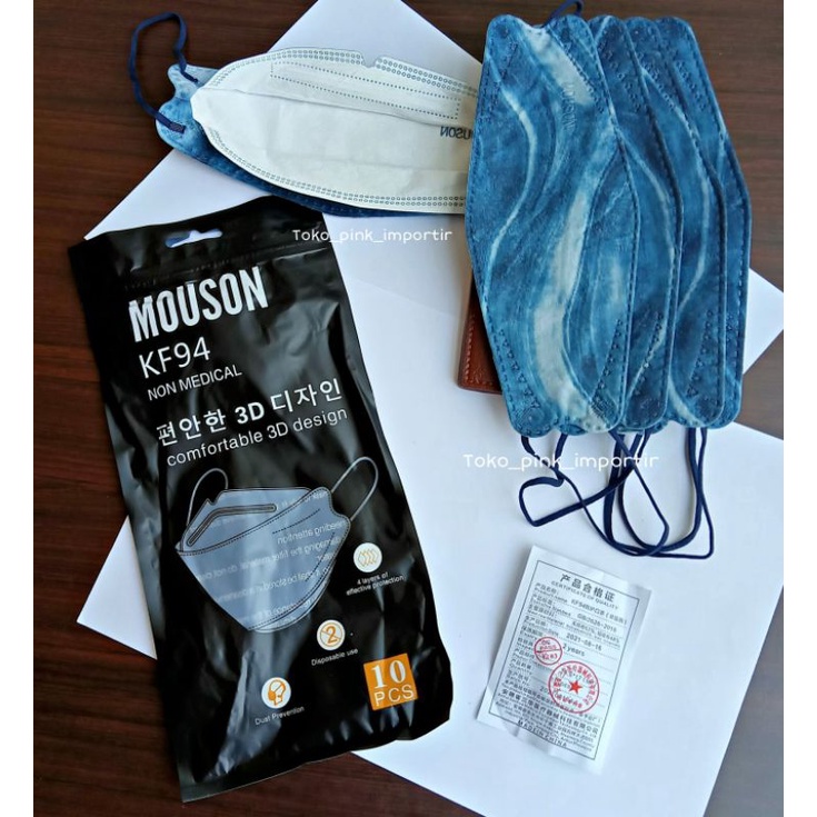 MASKER KF94 MOUSON KF94 WARNA MOTIF GRADASI 4PLY HITAM PUTIH ABU GREY