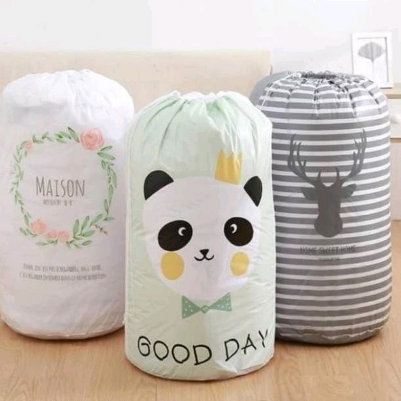 Tas Pouch Lipat Serut Bahan Tahan Air Tempat Penyimpanan Serbaguna Pakaian Boneka Mainan bantal selimut bedcover