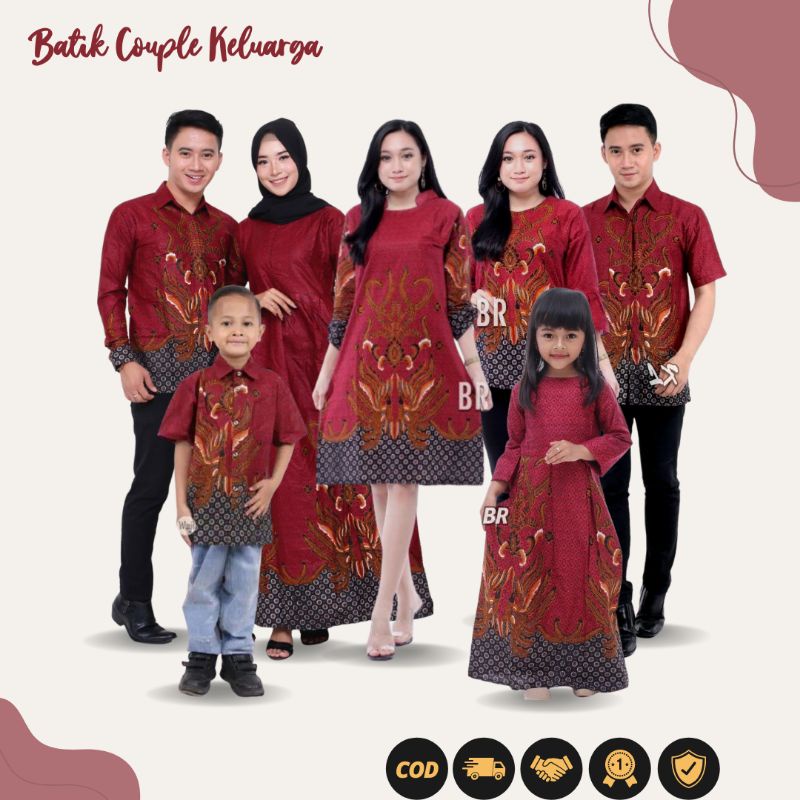 Batik couple keluarga set seragam kondangan baju kerja kemeja gamis blouse tunik hem dress anak atas