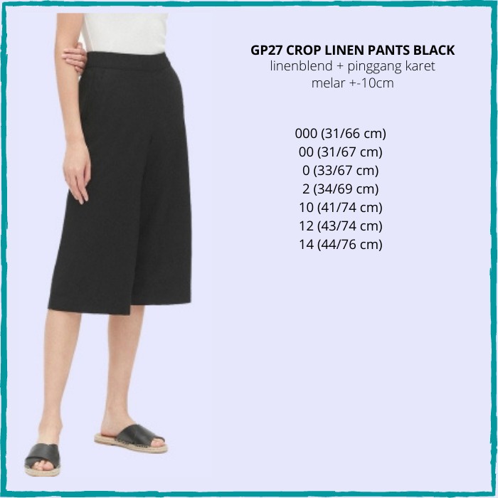 Celana Bahan Branded Wanita - GAP 27 CROP LINEN PANTS