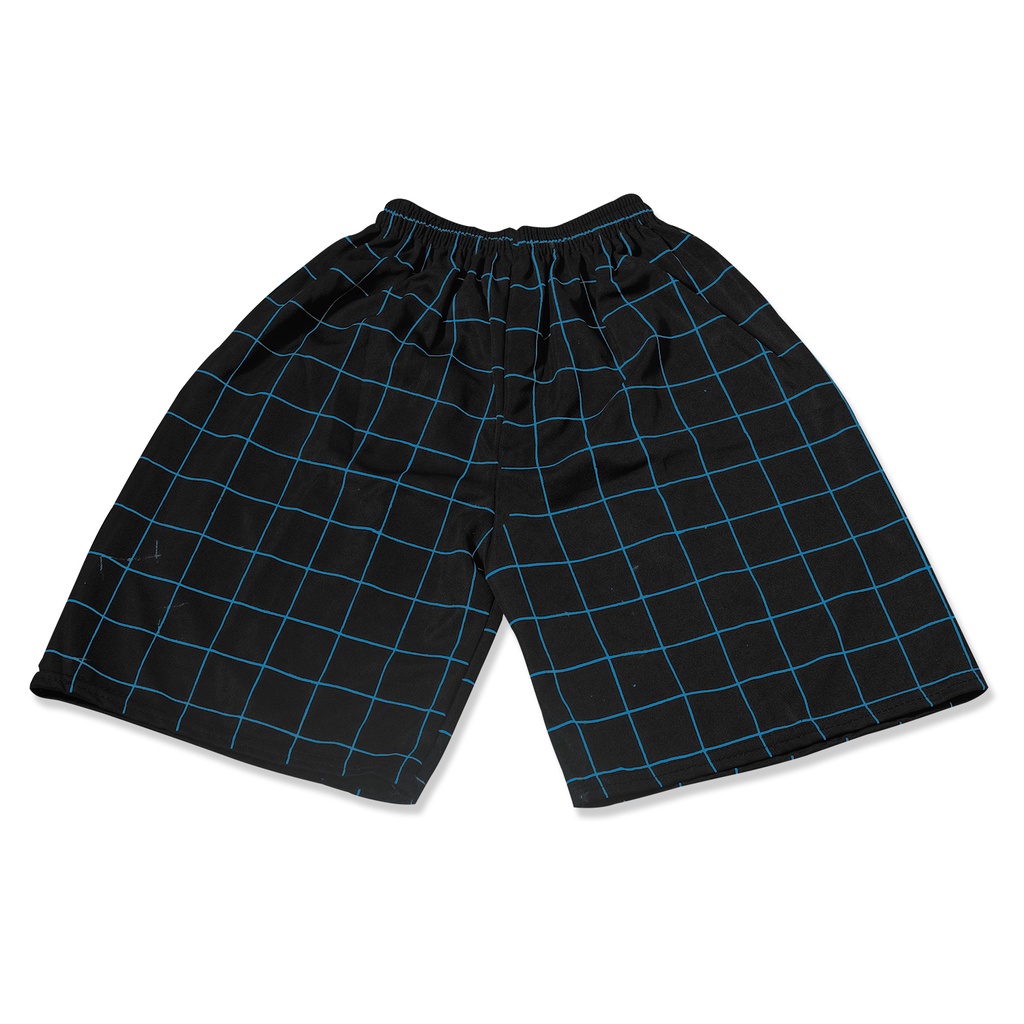 (1kg= 8pcs) Celana pendek olahraga/celana kolor/celana pendek pria/celana futsal/celana volly-TARTAN GARIS BIRU