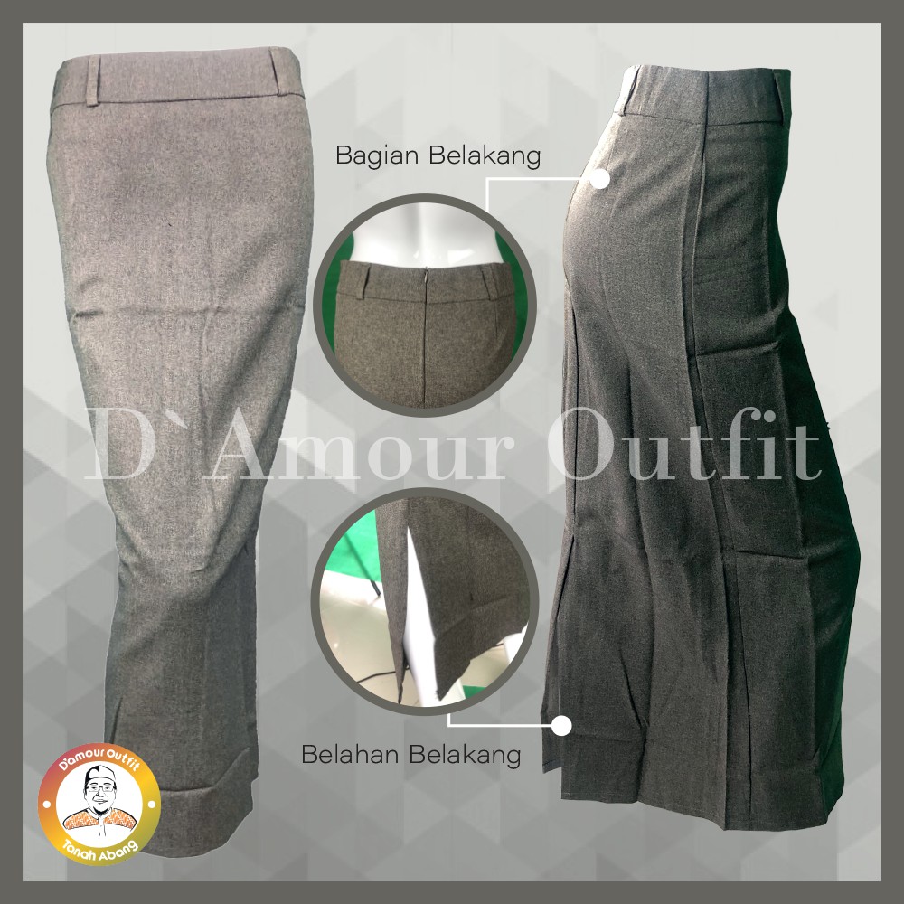 New | Rok Span Kerja Wanita Formal Resleting Belah Belakang Kantoran Wisuda Sekolah Hitam Bahan Woll Gabardine Standar Jumbo Size S - XXXXXL