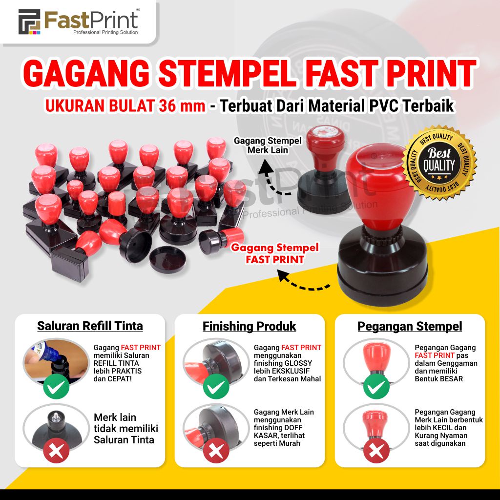 Gagang Stempel Flash Bulat Ukuran D36 36MM