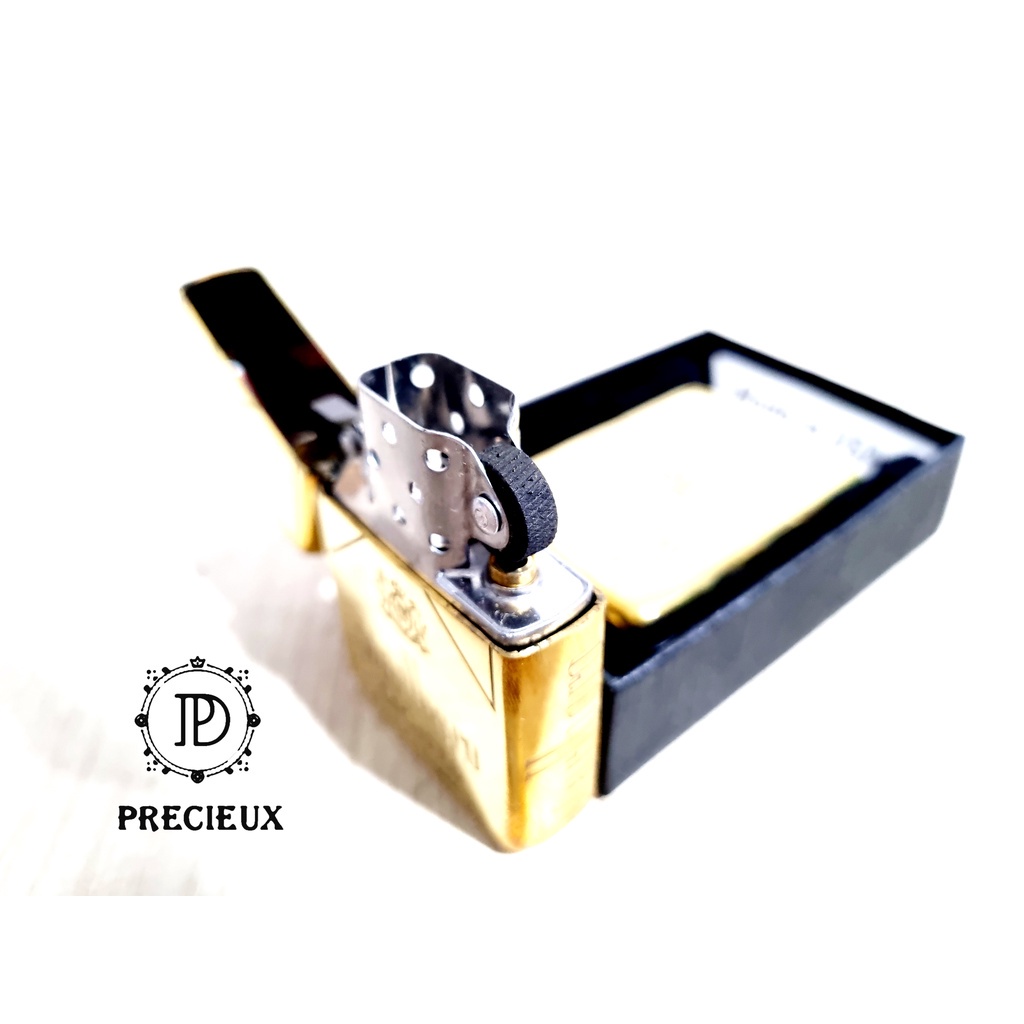 Korek Api Zippo Emas Gold Lights Original Ping Sound &quot;Precieux&quot;