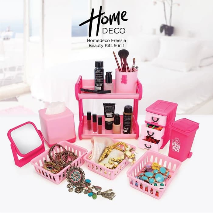 TEMPAT KOSMETIK Homedeco Freesia Beauty Kits 9 in 1 Freesia 9 in 1 Rak Kosmetik Set