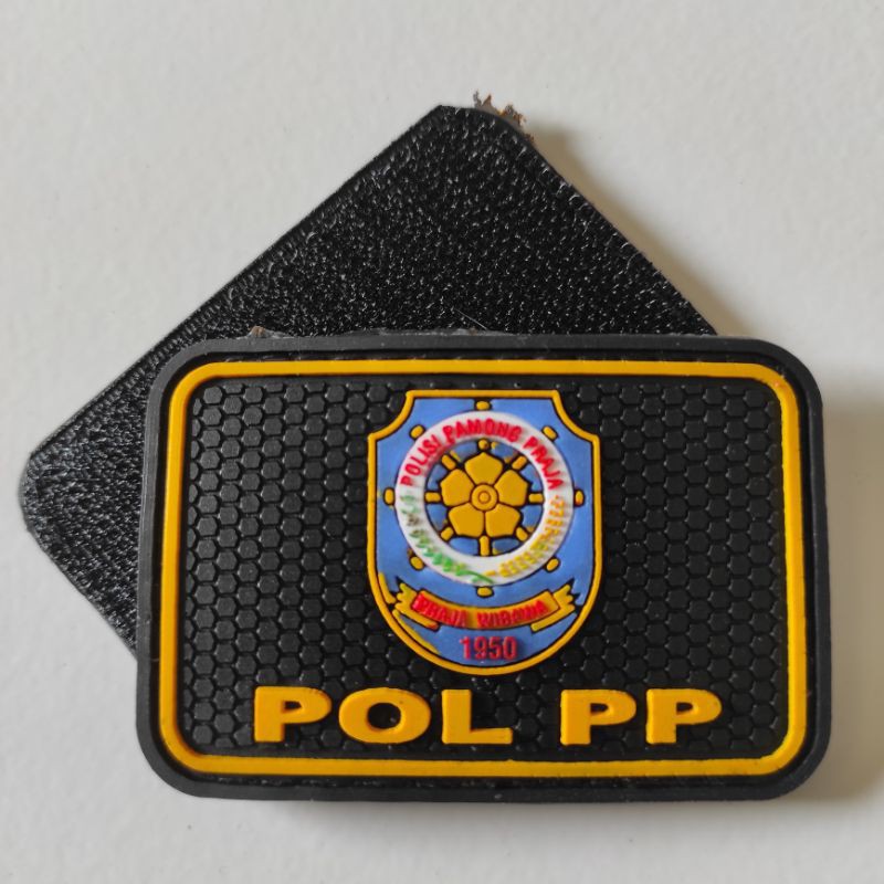 PATCH RUBBER LOGO POL PP KOTAL TERBARU/TEMPELAN EMBLEM KARET VELCRO SATPOLPP