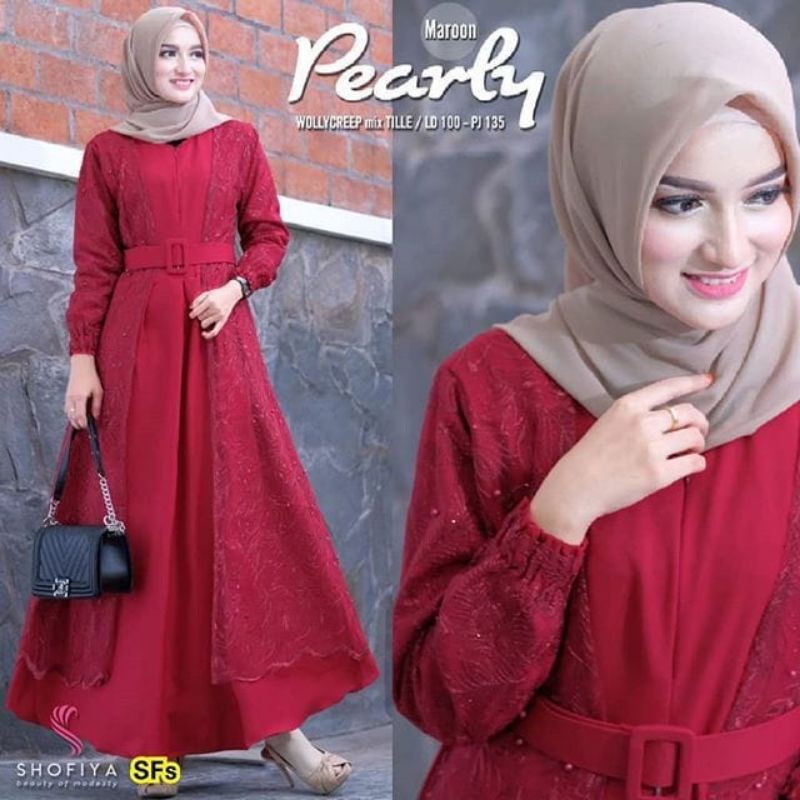 paerly Maxy Dress Brukat Wanita terbaru 2022 Modern kekinian/Gamis Brukat Wanita Remaja Baju Kondang
