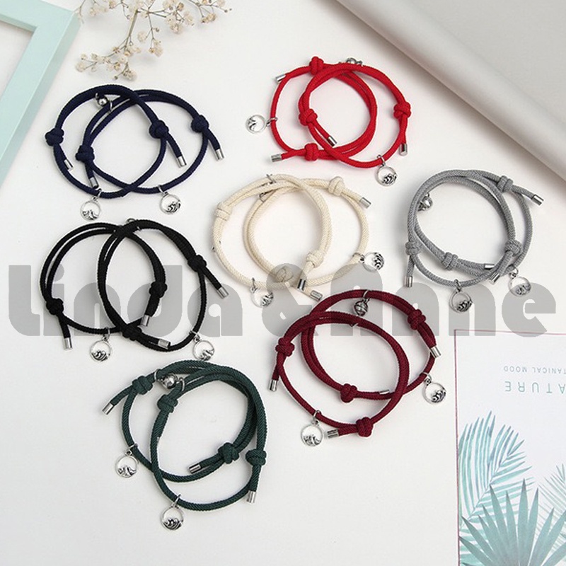 Gelang Couple Tali Isi 2 Magnet Attract Persahabatan Tangan Wanita Bracelet