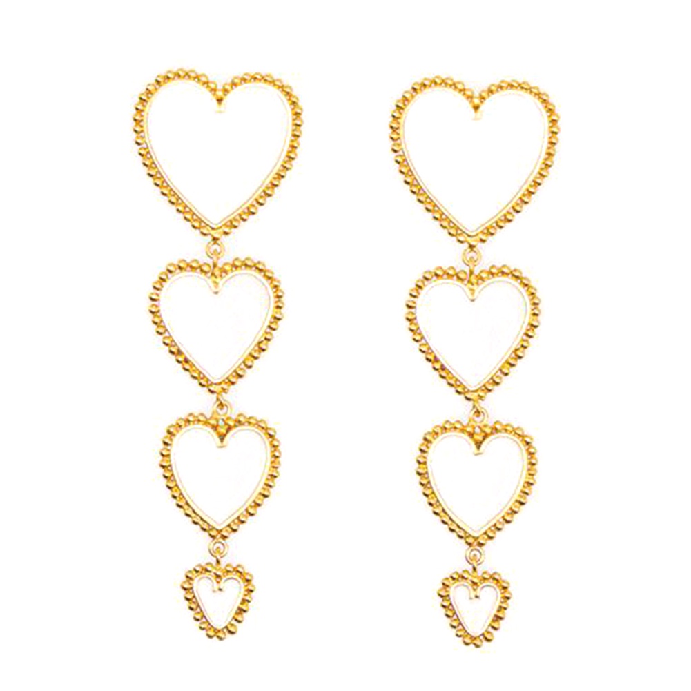 Hu Hu Hu Hu Hu Alat Bantu Pasang Kacamata♡ Anting Tusuk Gantung Statement Wanita Desain Hati Ganda Untuk Pesta