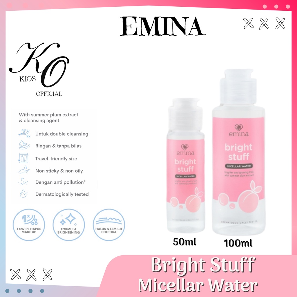 Emina Bright Stuff Series | Face Wash | Face Toner | Moisturizing Cream | Face Serum | Face Scrub | Micellar Water | Sheet Mask | Loose Powder
