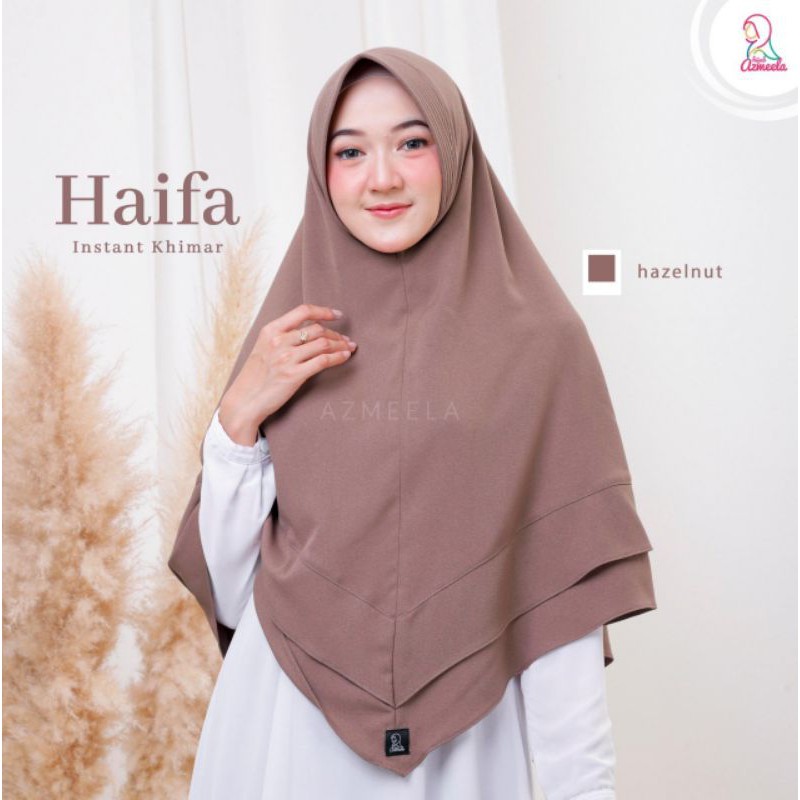 Haifa Khimar by Azmeela hijab instant simple syar'i Zara crepe pad-Hazelnut