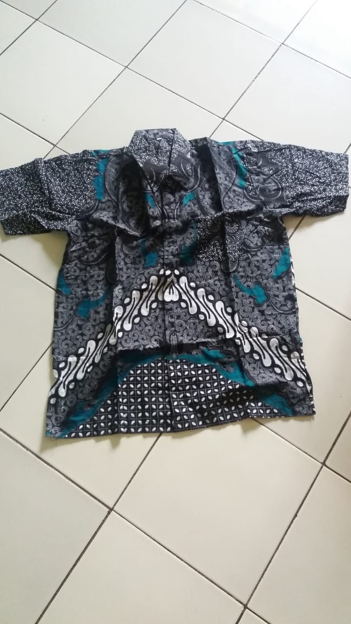 Murah Batik Kemeja Hem Pria Motif Kembang Gede Hitam Kemeja Seragam Pekalongan Alkhalis