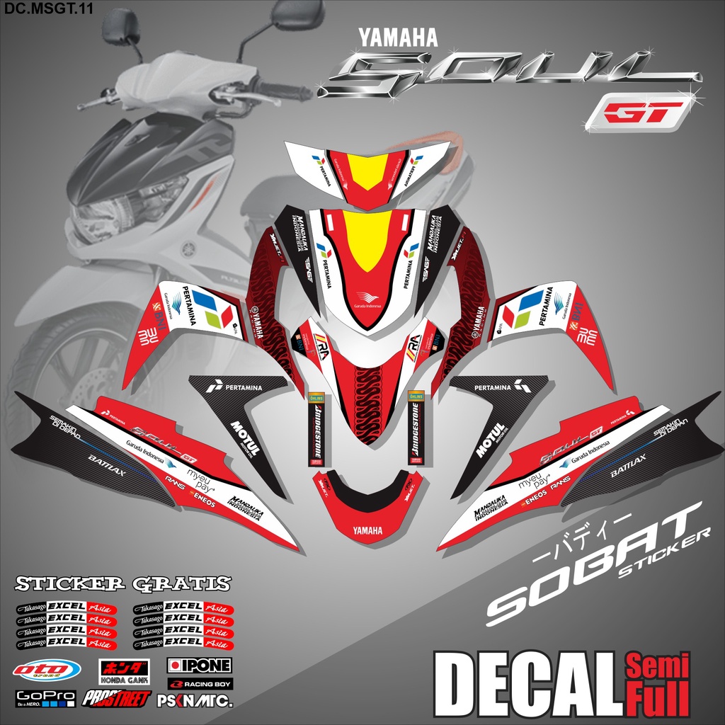 DECAL FULL BODY MIO SOUL GT 2012-2014- DECAL STICKER FULL BLOCK YAMAHA MIO SOUL GT  2012-2014 MANDAL