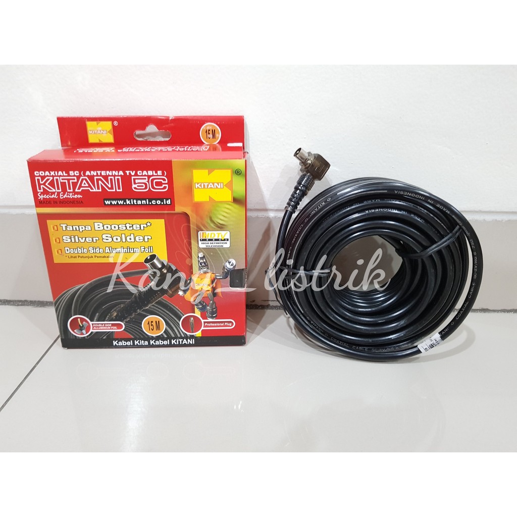 Kabel Antena TV Kitani 5C + jack 15 Meter / Kabel TV Kitani 15Meter