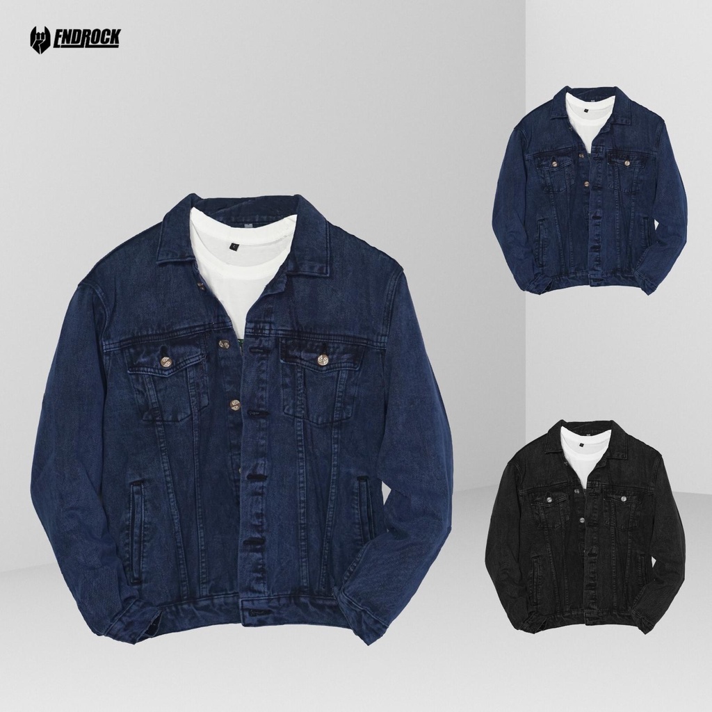 Jaket jeans wash slim fit basic polos