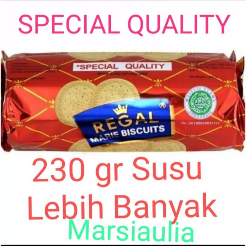 

Regal SPECIAL Quality 230 gram Marie Regal Spesial Quality Susu Banyak