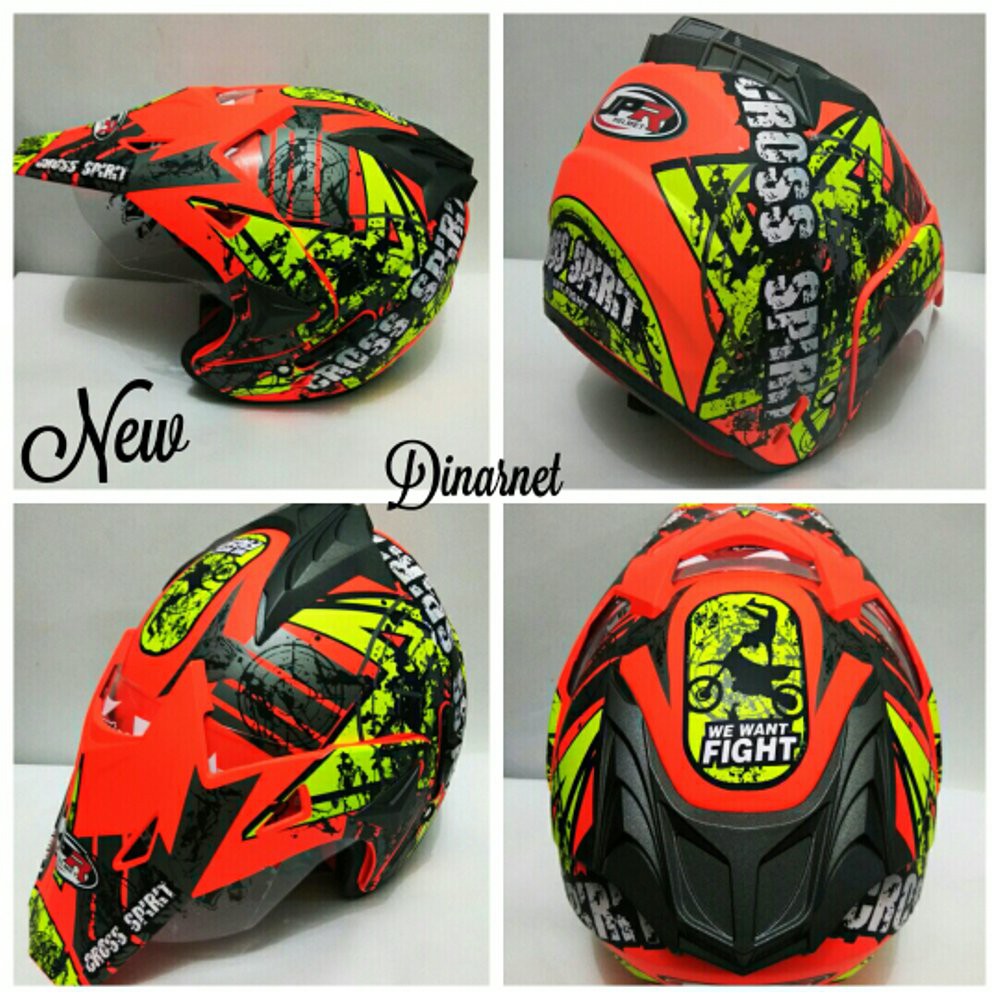 Jual Helm Semi Cross Double Visor Standar SNI Half Face Trabas Supermoto terlaris