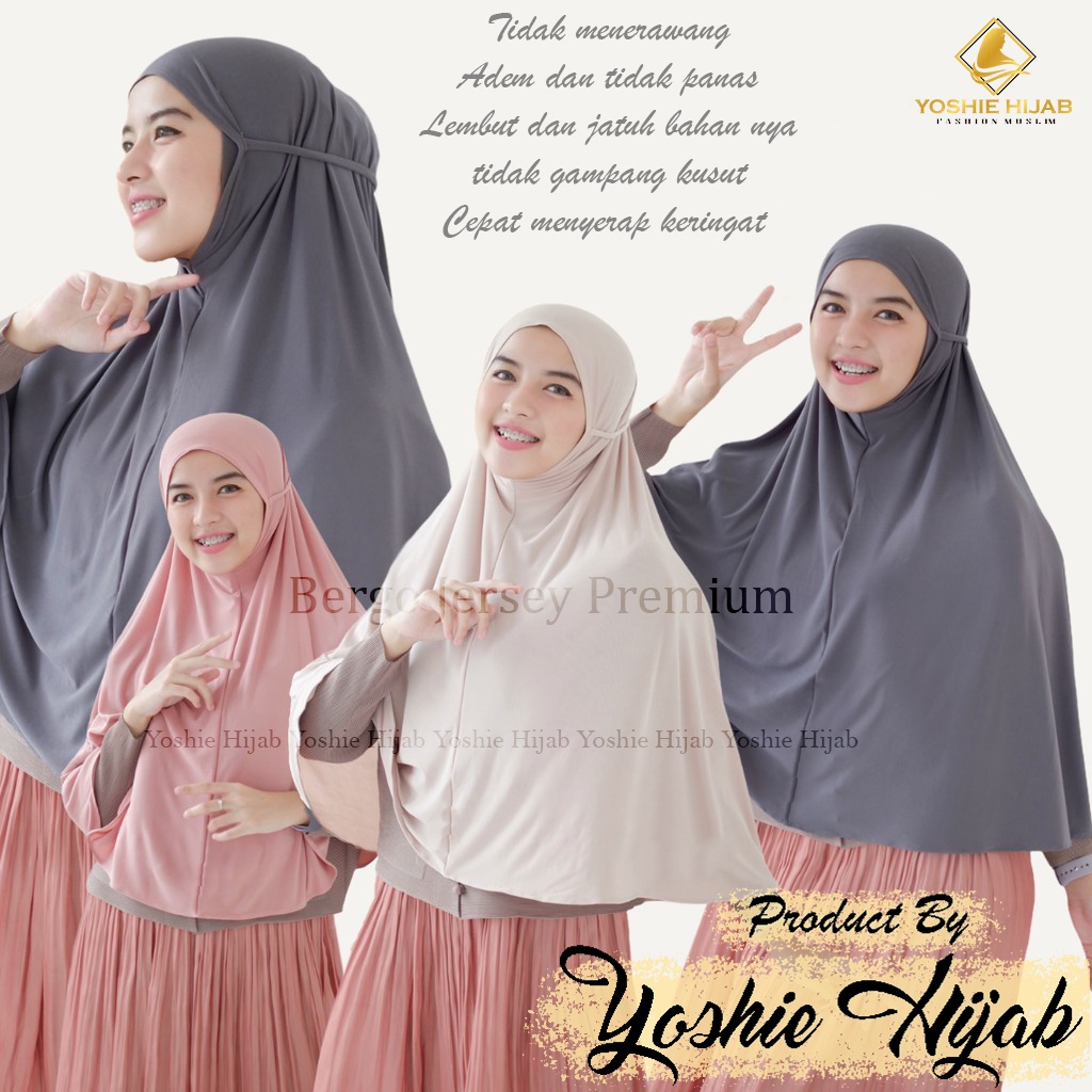 Kerudung Bergo Maryam Jersey Tali Jilbab Instan Jersey Jumbo Premium