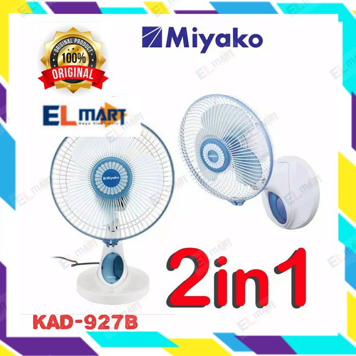 Miyako Desk Wall Fan 2 in 1 Kipas angin dinding meja  9 inch Miyako KAD 927B -  927 B SNI .