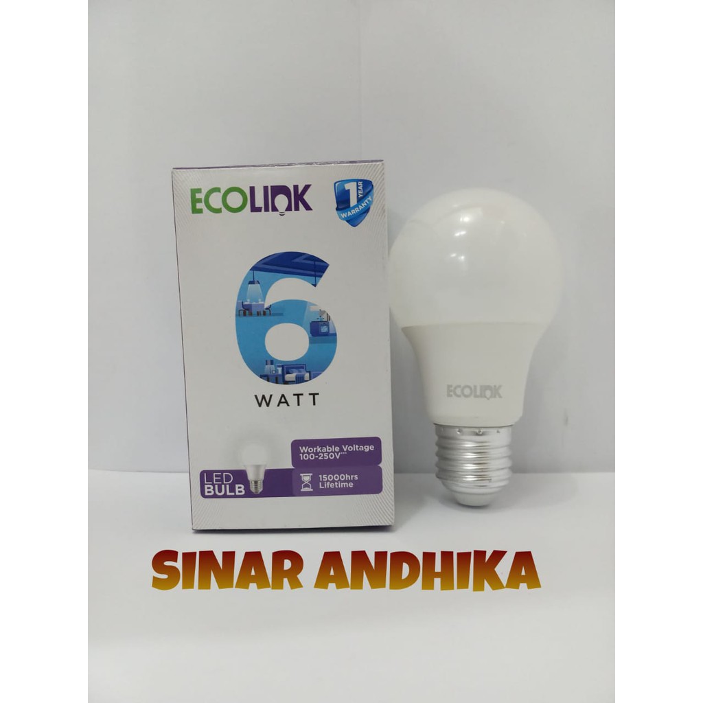 LAMPU LED BULB ECOLINK WARNA PUTIH 6 WATT