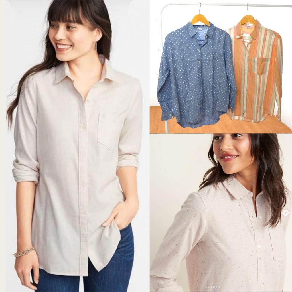 Old Navy Linen Shirt Kemeja Casual Wanita  Original 